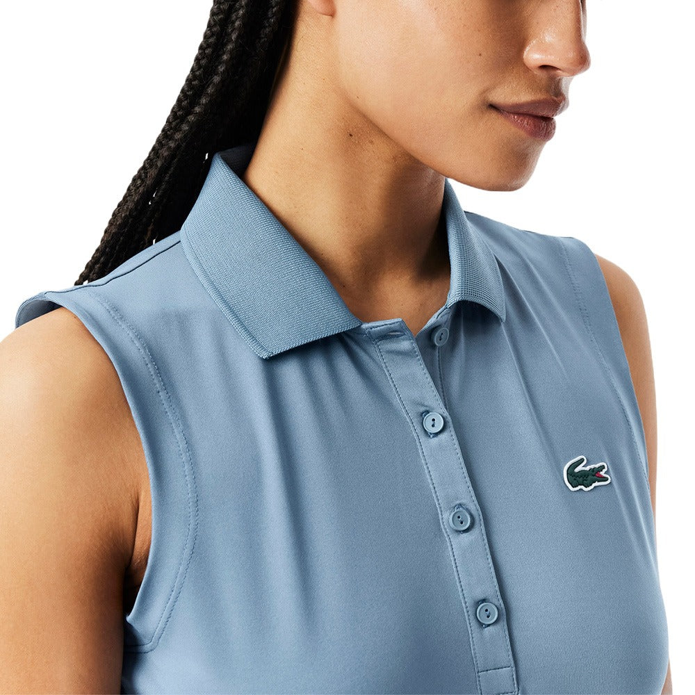 Lacoste Slim Fit UV Protect Sleeveless Stretch Golf Polo Blue - SS25 Women