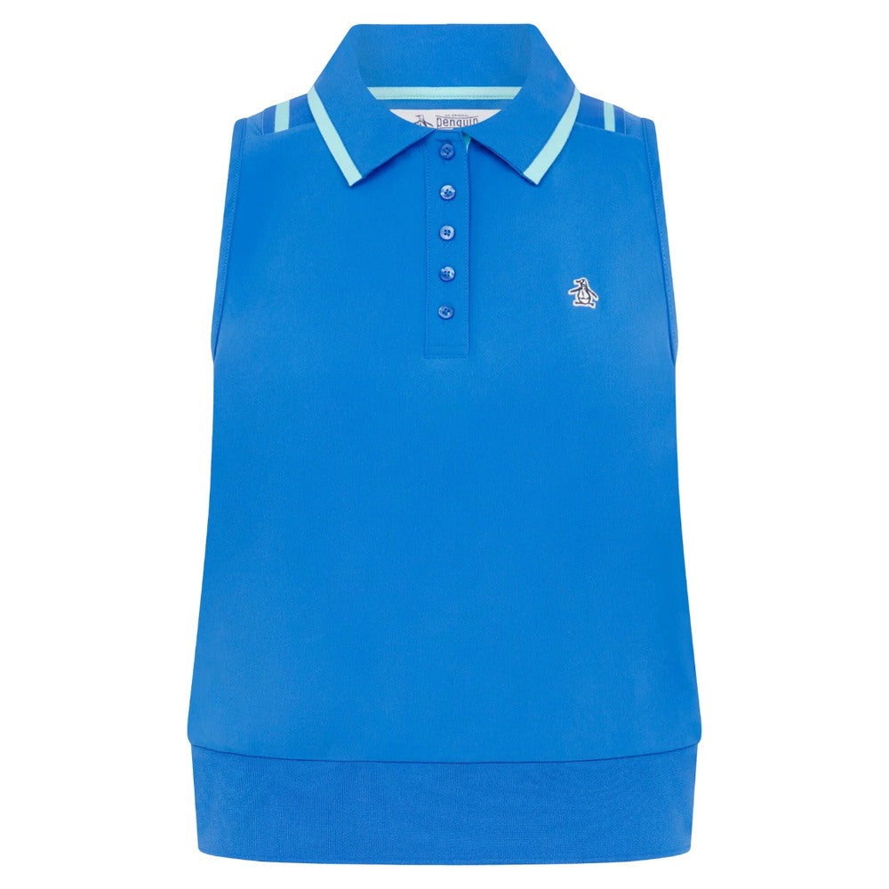 Original Penguin Sleeveless Woven Waist Length Color Golf Polo French Blue - SP25 Women