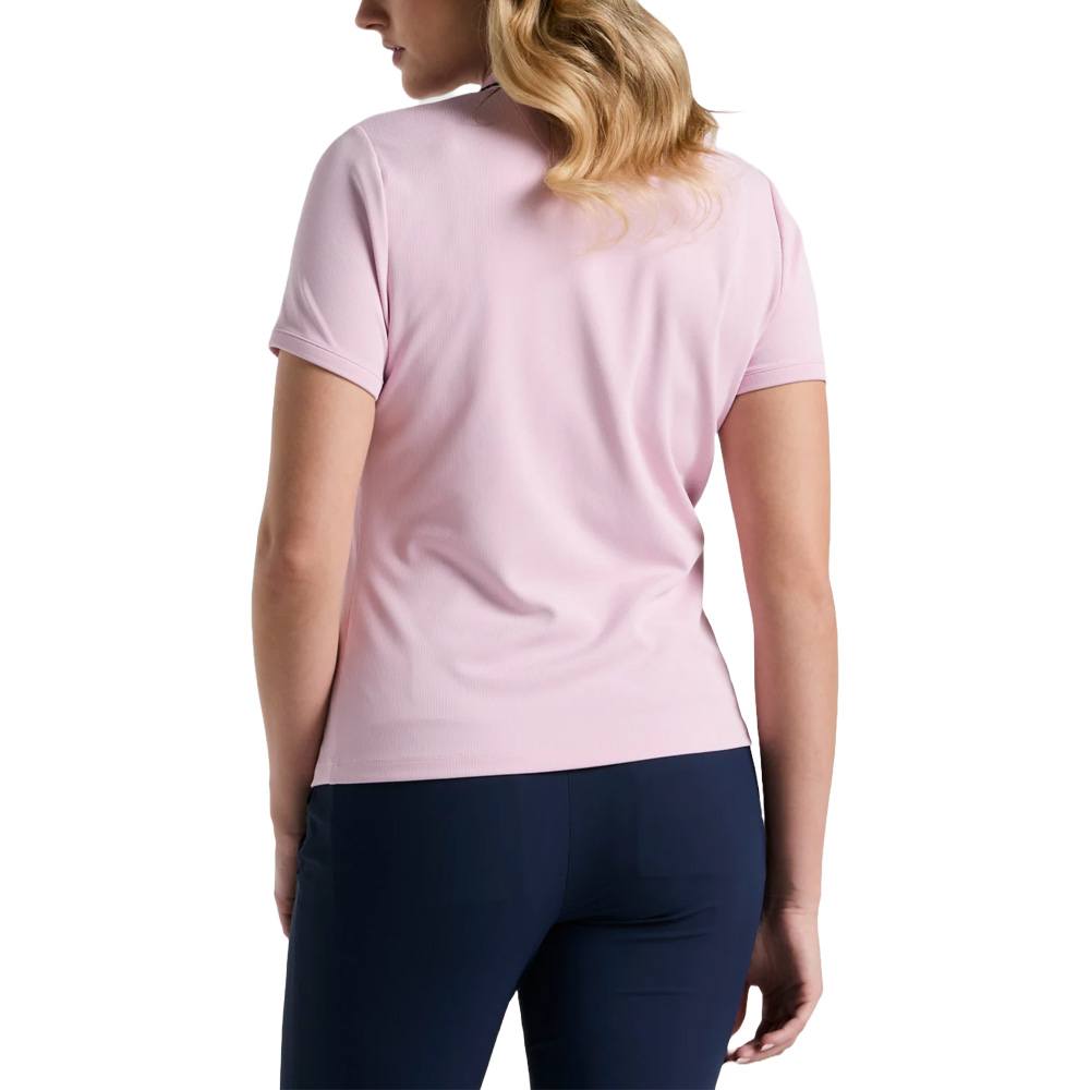 Original Penguin Ribbed Metallic Zip Golf Polo Charm Pink - SP25 Women
