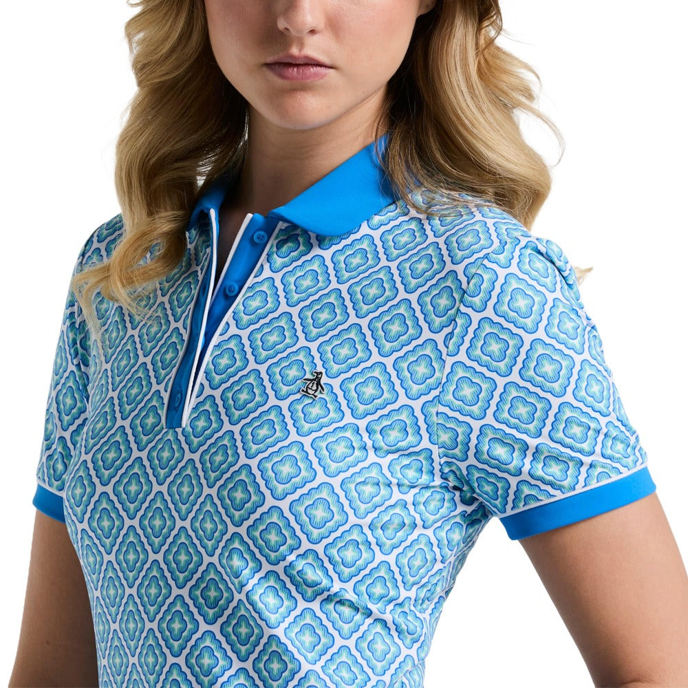 Original Penguin Regular Printed Golf Polo French Blue - SP25 Women