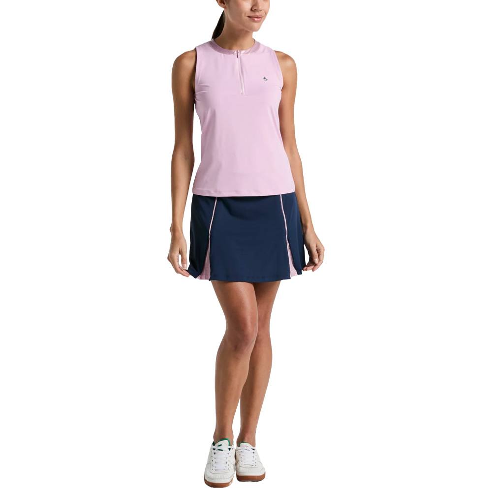 Original Penguin High Waisted Colorr Block Pleats Golf Skort Black Iris - SP25 Women