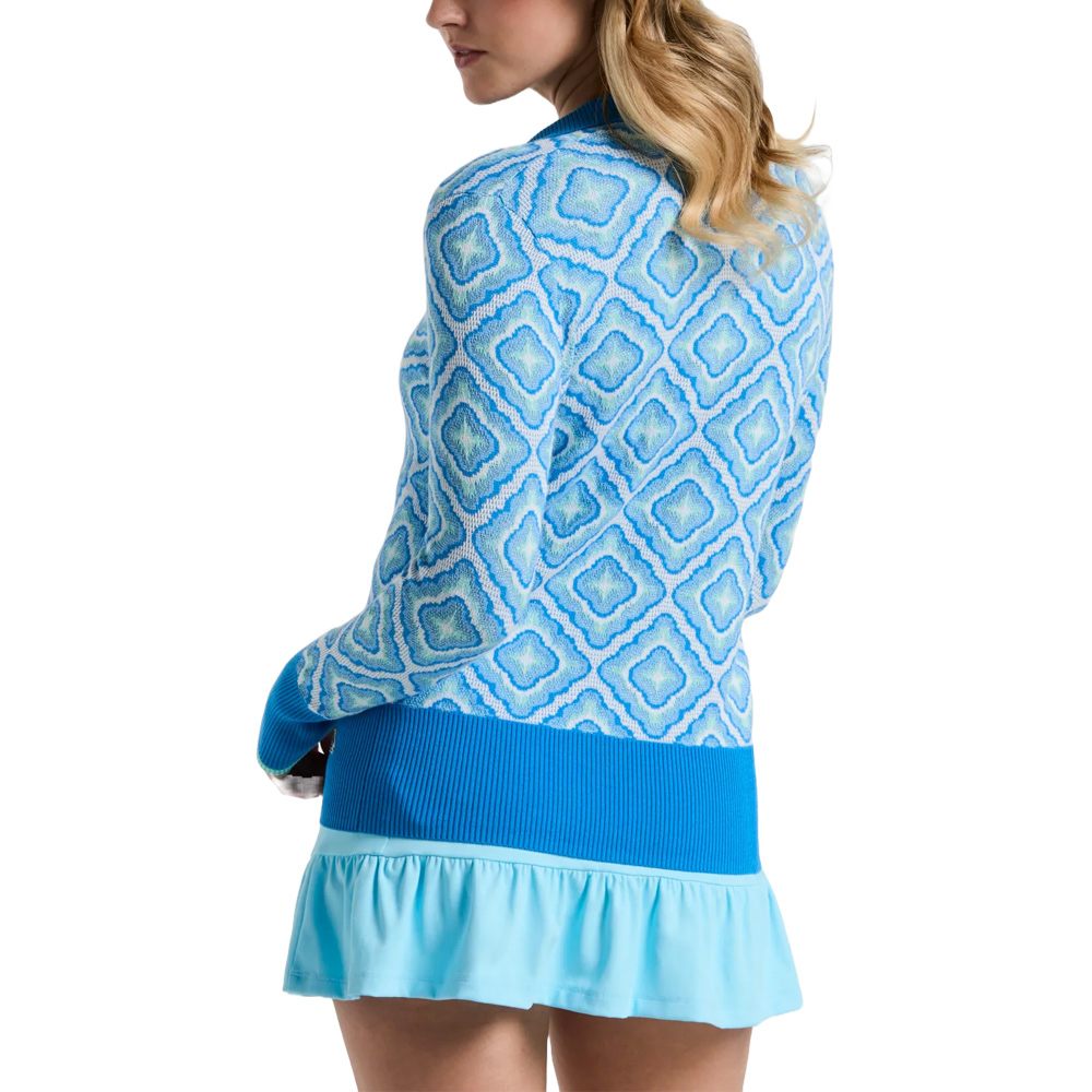 Original Penguin Lattice Jacquard Golf Sweater French Blue - SP25 Women