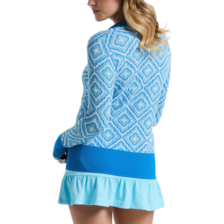 Original Penguin Lattice Jacquard Golf Sweater French Blue - SP25 Women