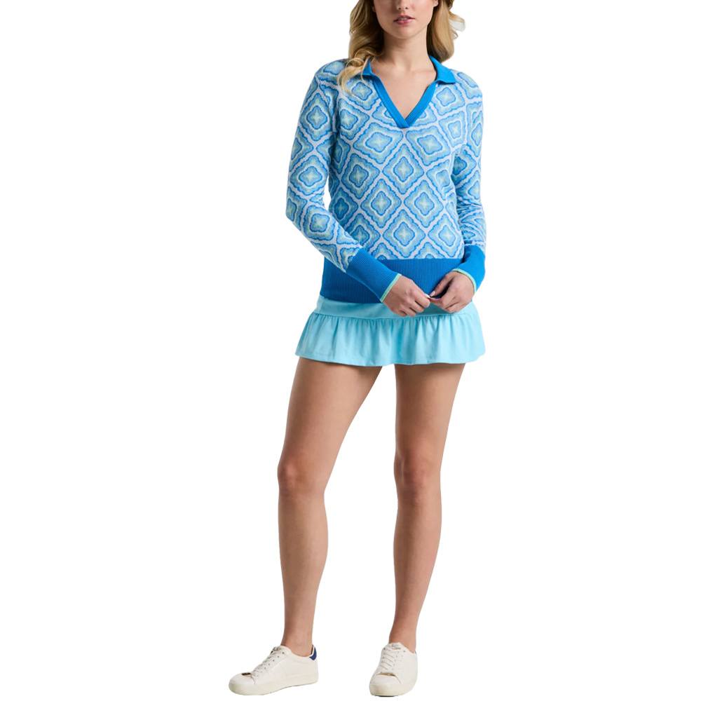 Original Penguin Lattice Jacquard Golf Sweater French Blue - SP25 Women