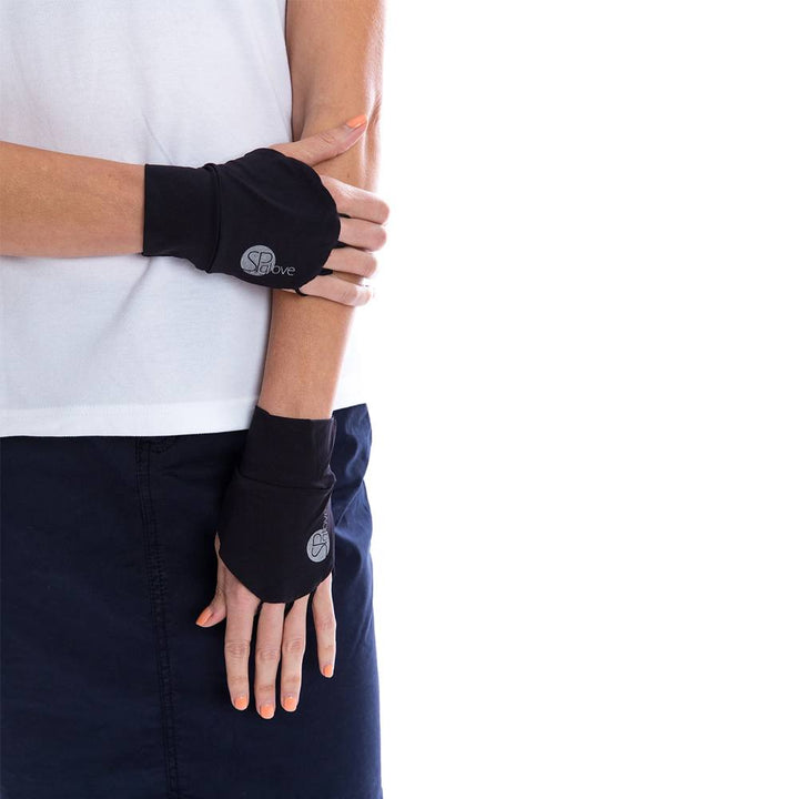 SParms Sun Protect+ UV/Sun Protection Cooling Golf Glove (1 Pair) Unisex Black - 19 Women