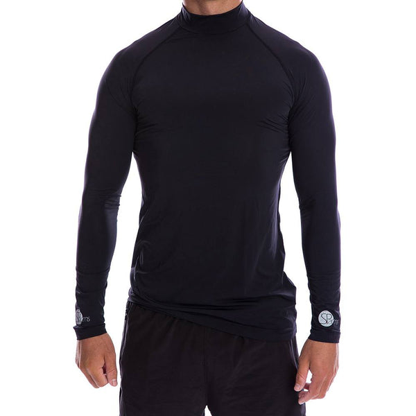 SParms Sun Protect+ UV/Sun Protection High Neck Golf Mock Black - SS19 Men