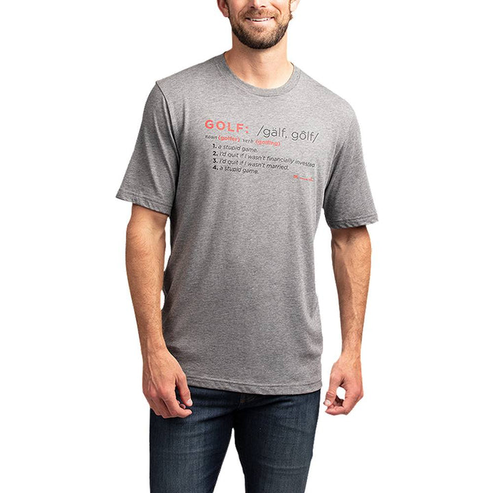 TravisMathew Spaulding Golf T-Shirt Heather Gray Pinstripe - SS19 Men