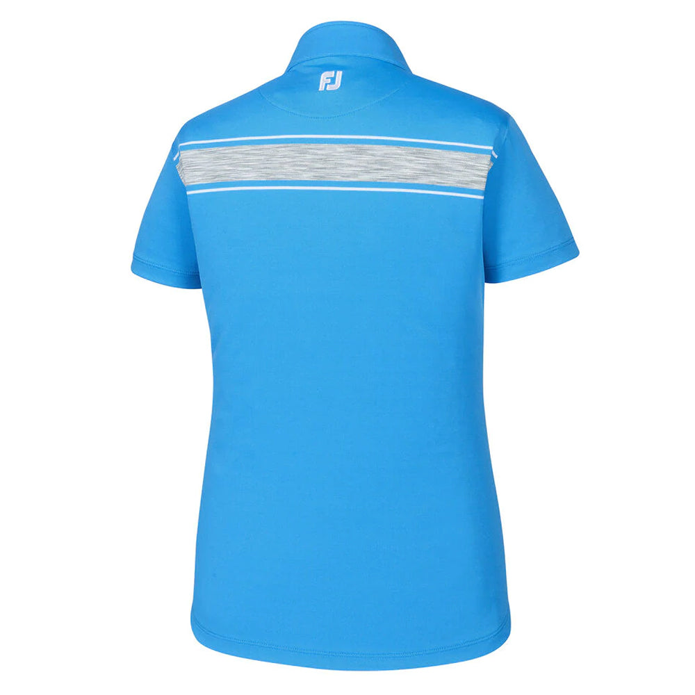 FootJoy Baby Pique Engineered Stripe Zip Golf Pullover Surf/Gray - SS19 Women