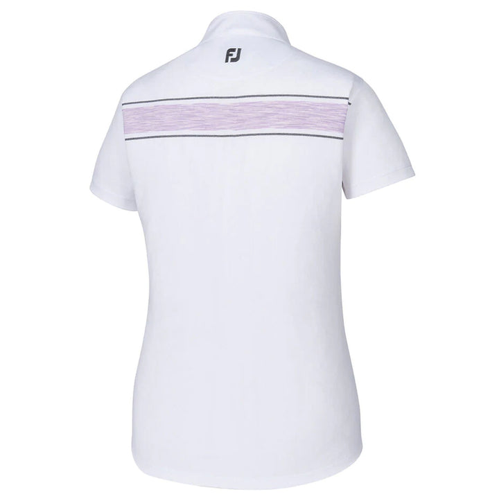 FootJoy Baby Pique Engineered Stripe Zip Golf Pullover White/Orchid/Charcoal - SS19 Women