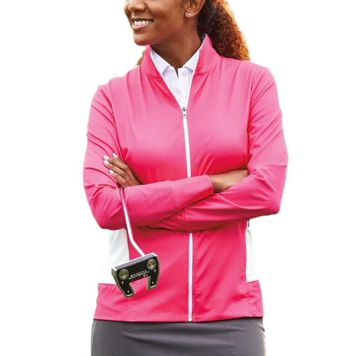 FootJoy Full Zip Midlayer Golf Jacket Hot Pink/White - FW20 Women