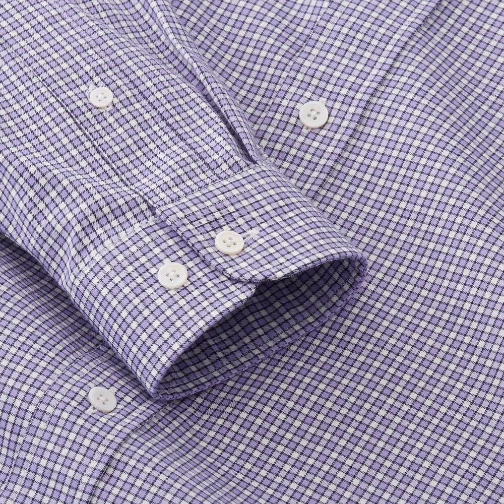 FootJoy Stretch Twill Woven Check Golf T-Shirt Iris/White/Navy - FW19 Men