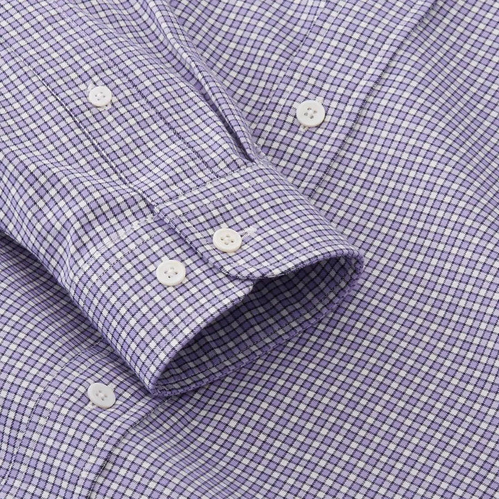 FootJoy Stretch Twill Woven Check Golf T-Shirt Iris/White/Navy - FW19 Men