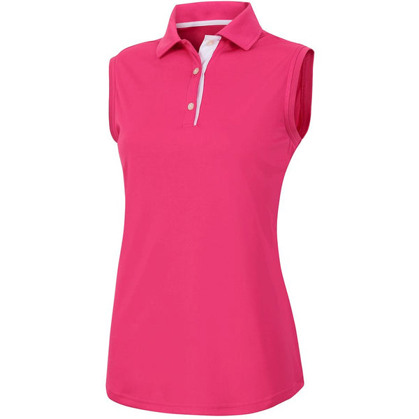 FootJoy ProDry Interlock Sleeveless Knit Collar Golf Polo Hot Pink - SS19 Women
