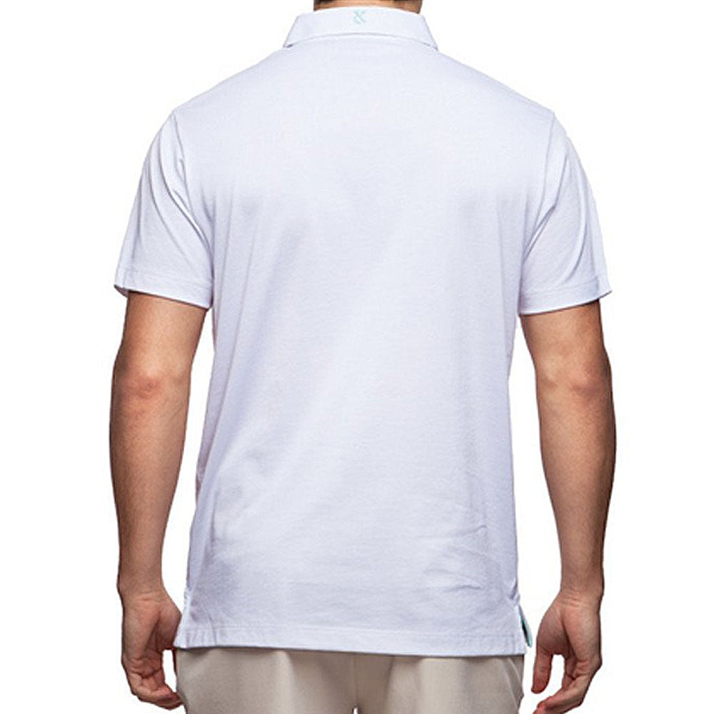 Devereux Jonah Golf Polo White/Aqua/Navy - SS16 Men – Golfio