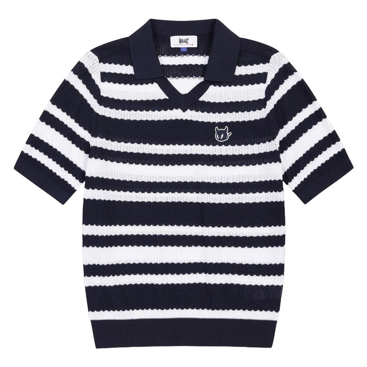 WAAC Multi Stripes Knit Golf Polo Navy - SP25 Women