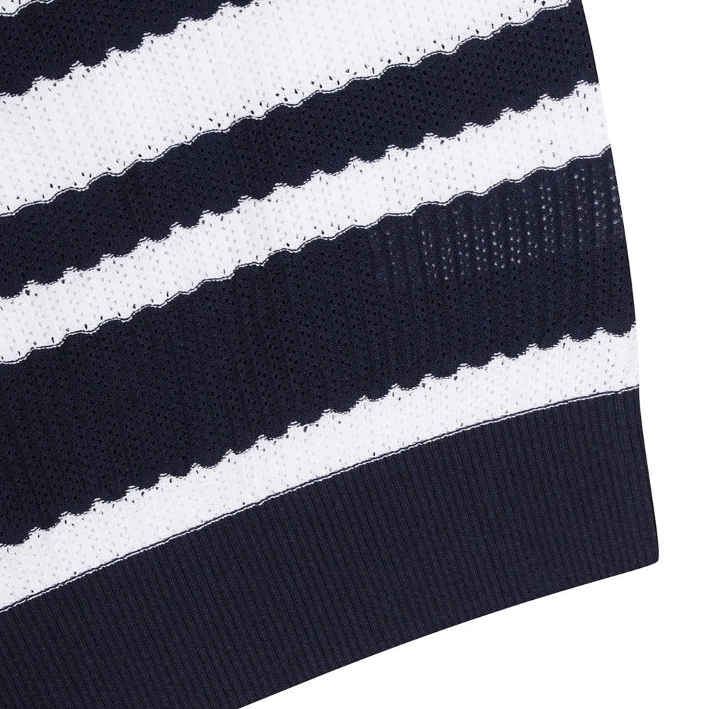 WAAC Multi Stripes Knit Golf Polo Navy - SP25 Women