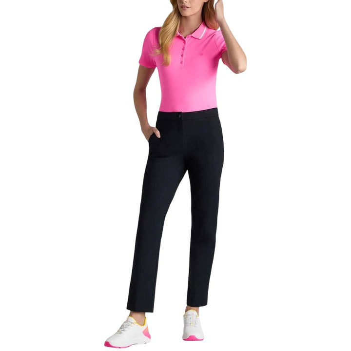 Gfore Contrast Collar Ribbed Tech Nylon Golf Polo Knockout Pink - SP25 Women