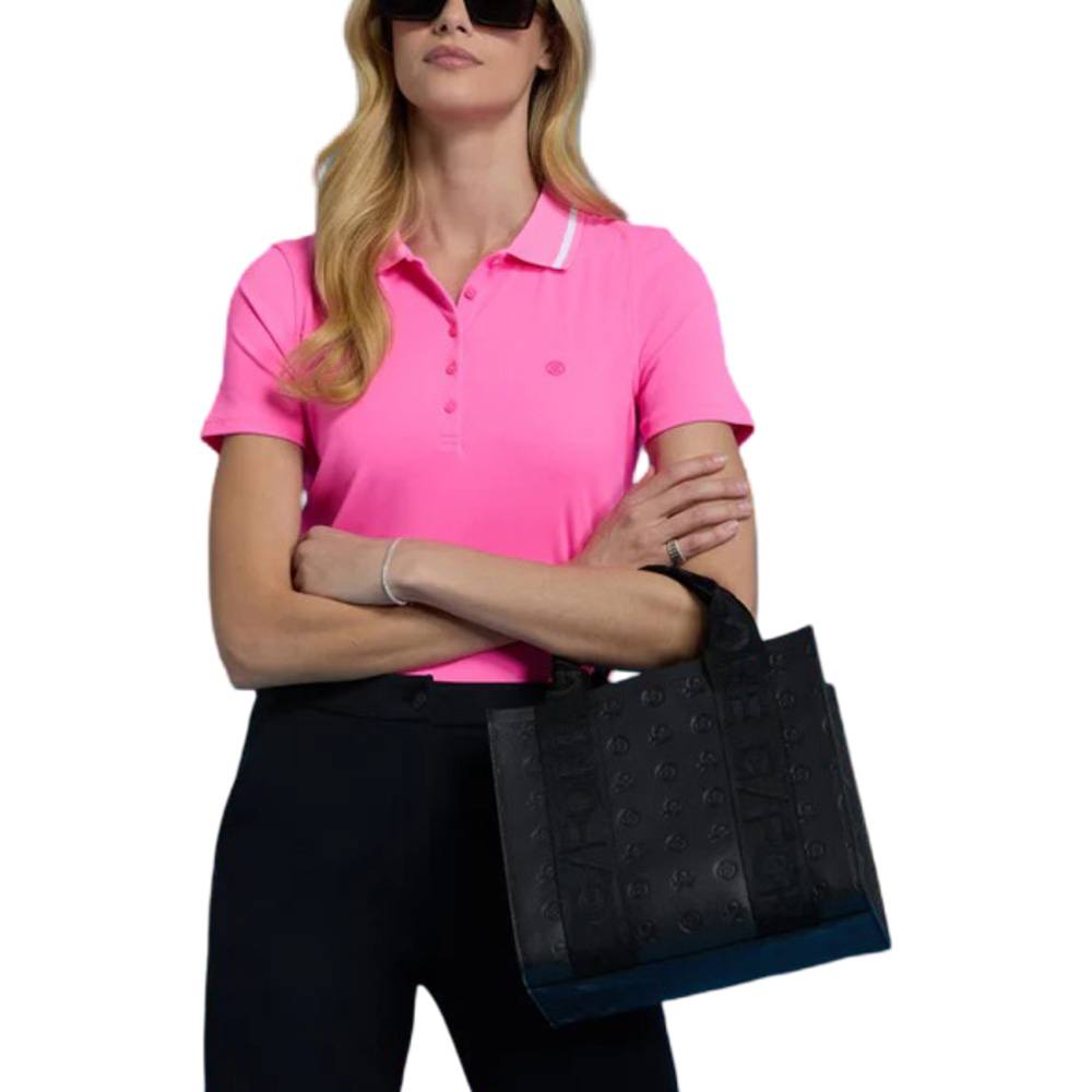 Gfore Contrast Collar Ribbed Tech Nylon Golf Polo Knockout Pink - SP25 Women