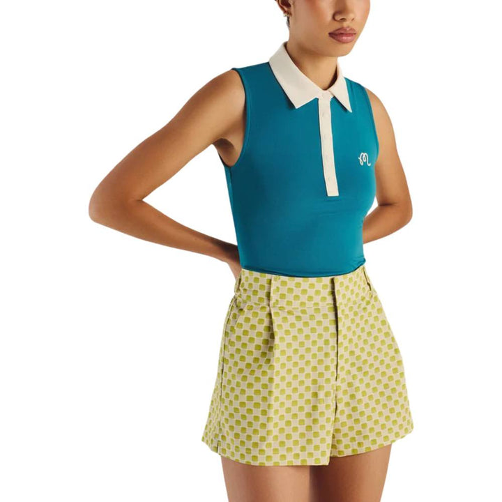 Malbon Claudia Sleeveless Golf Polo Azurra - SS25 Women