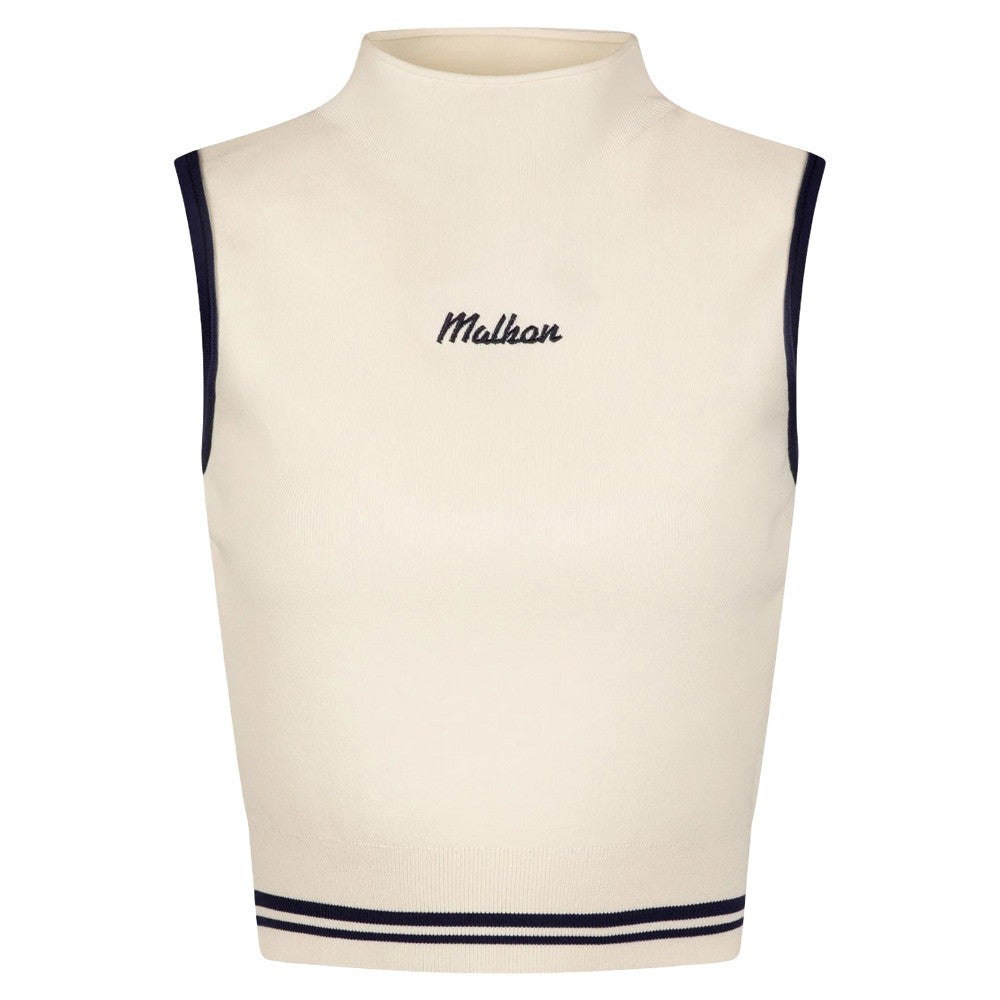 Malbon Kara Mock Neck Golf Vest Ivory - SS25 Women