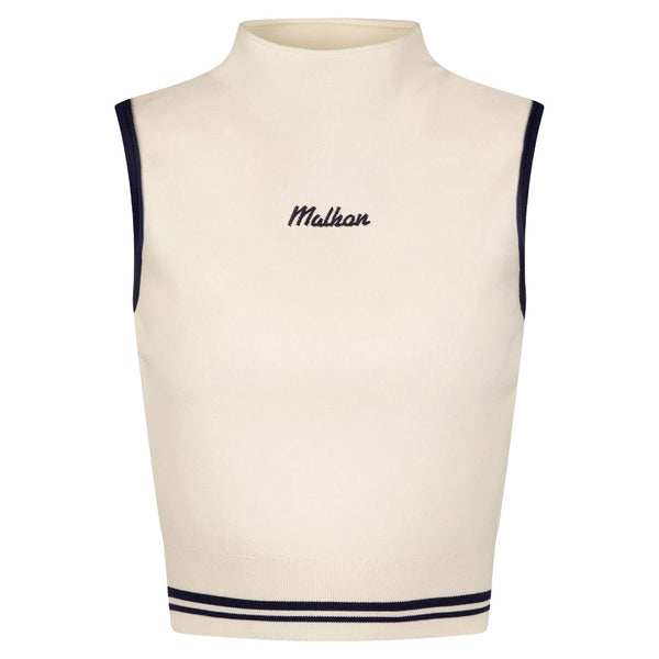 Malbon Kara Mock Neck Golf Vest Ivory - SS25 Women