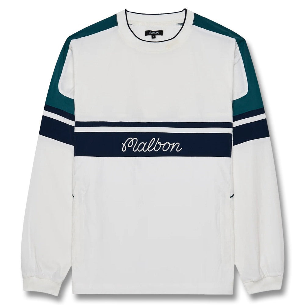 Malbon Sportiva Nylon Popover Golf Jacket White - SS25 Men