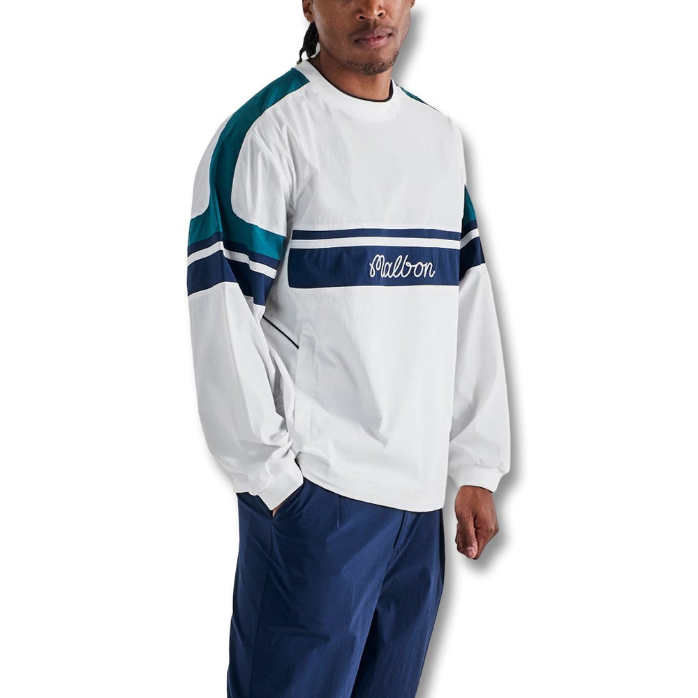Malbon Sportiva Nylon Popover Golf Jacket White - SS25 Men