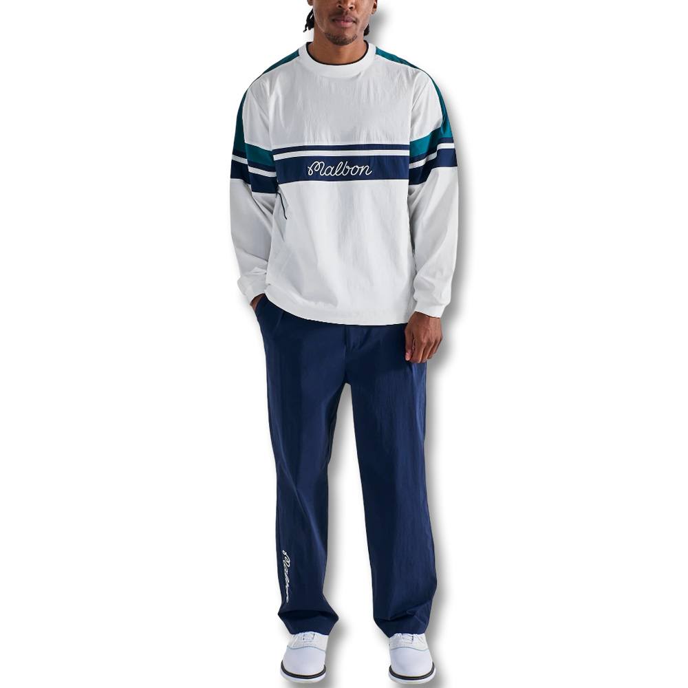 Malbon Sportiva Nylon Popover Golf Jacket White - SS25 Men