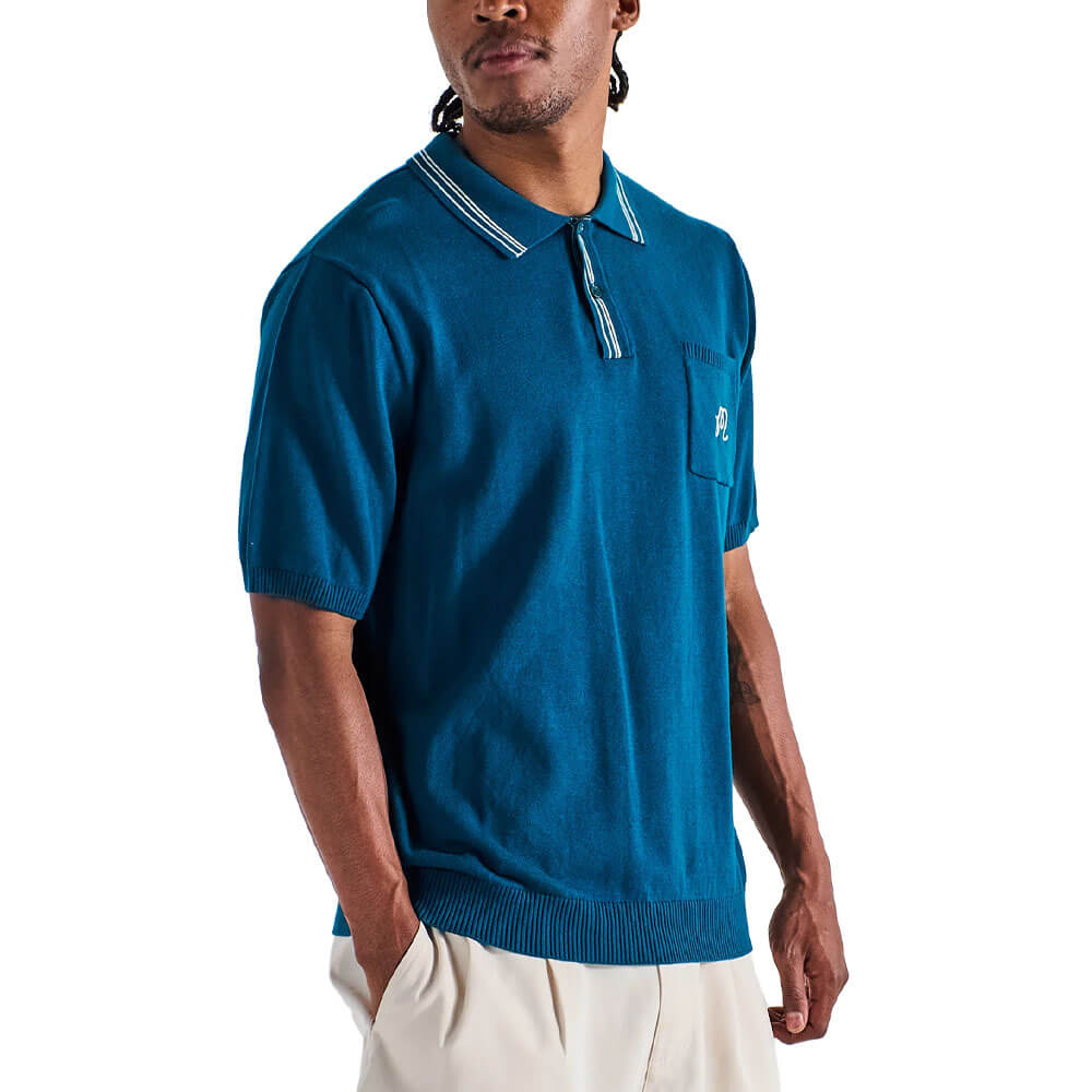 Malbon Campania Knit Golf Polo Azurra - SS25 Men
