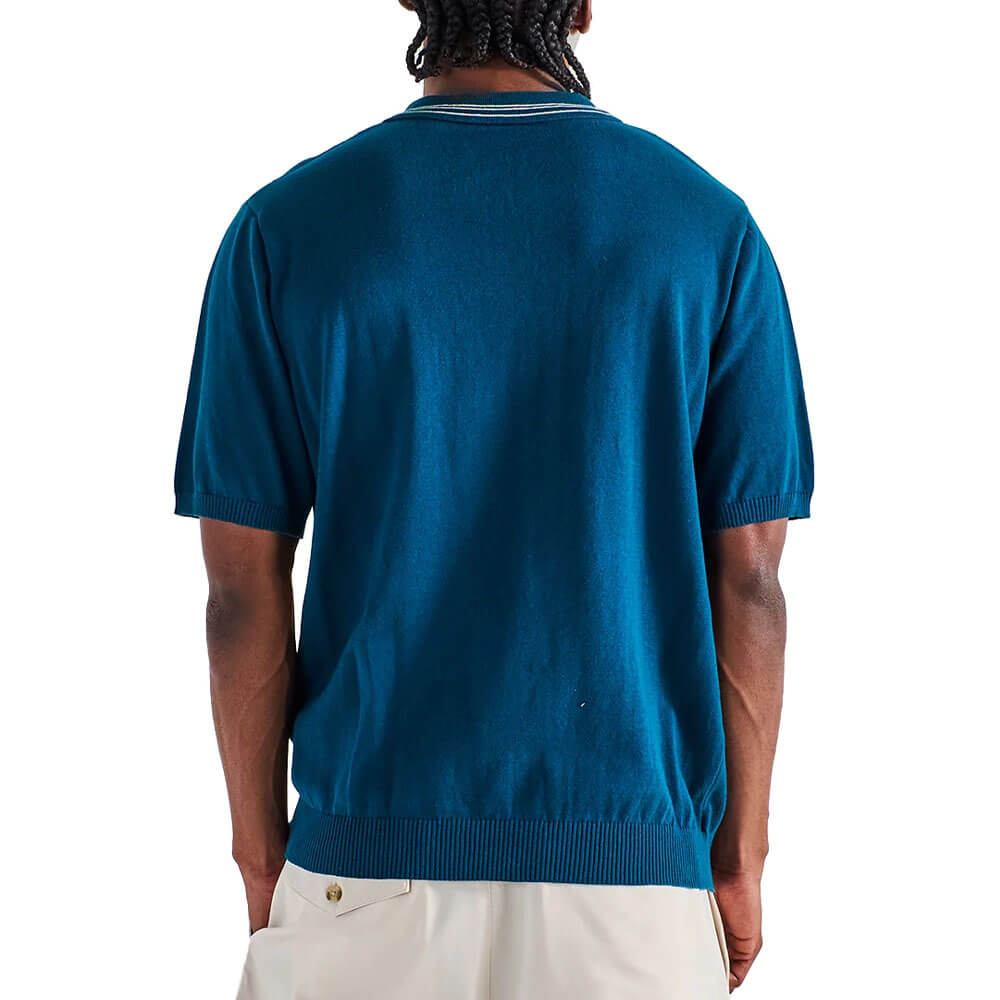 Malbon Campania Knit Golf Polo Azurra - SS25 Men