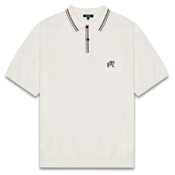 Malbon Campania Knit Golf Polo Ivory - SS25 Men