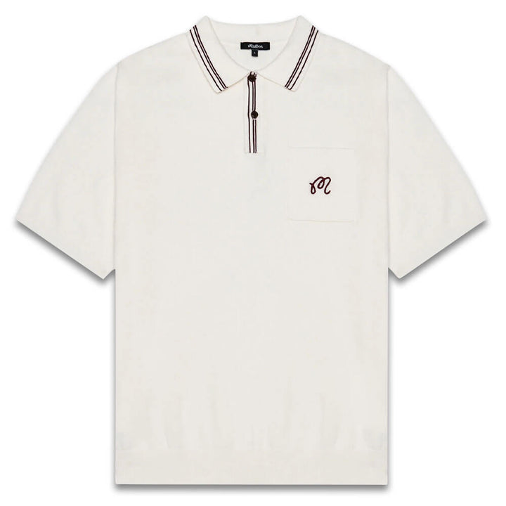 Malbon Campania Knit Golf Polo Ivory - SS25 Men