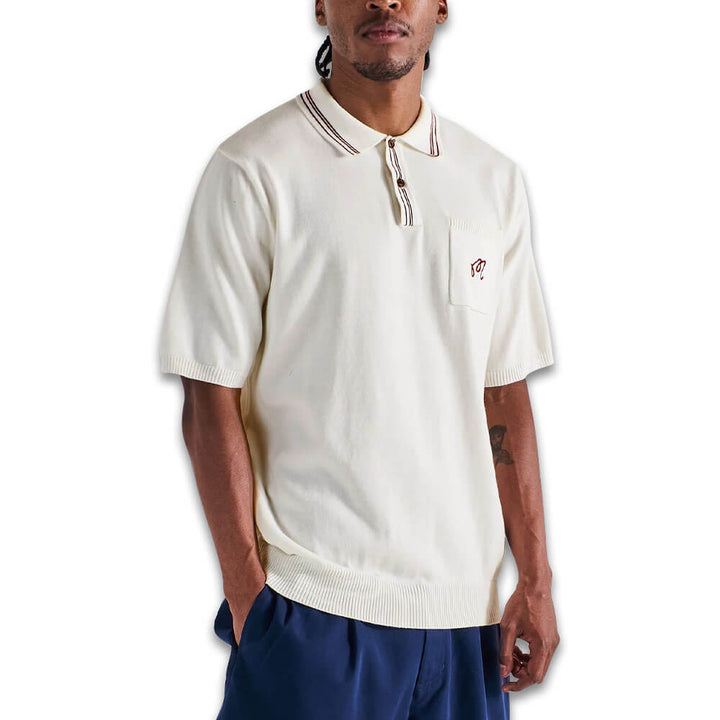 Malbon Campania Knit Golf Polo Ivory - SS25 Men
