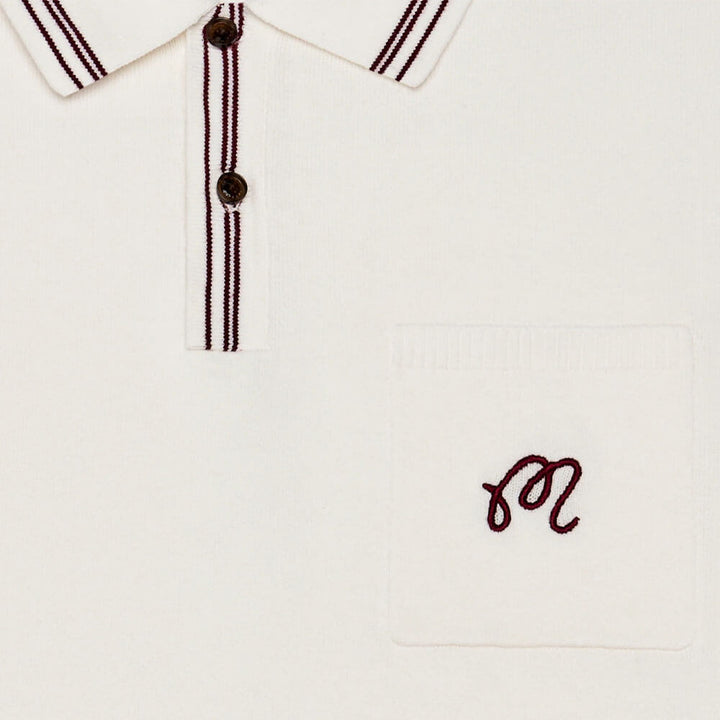 Malbon Campania Knit Golf Polo Ivory - SS25 Men