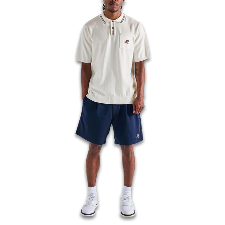 Malbon Campania Knit Golf Polo Ivory - SS25 Men
