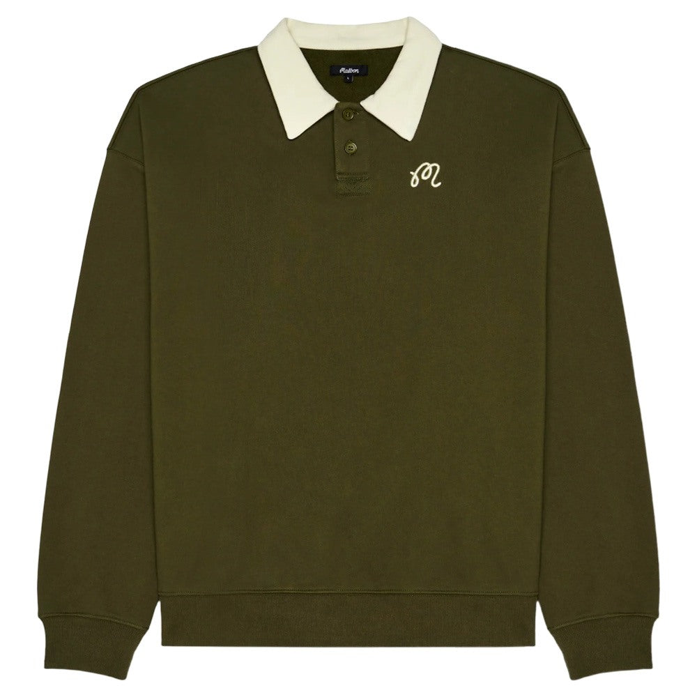Malbon Artigianale Collared Crewneck Golf Sweater Cypress Green - SS25 Men