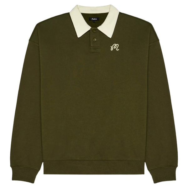 Malbon Artigianale Collared Crewneck Golf Sweater Cypress Green - SS25 Men