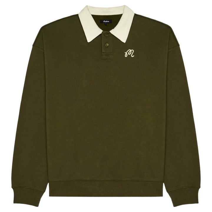 Malbon Artigianale Collared Crewneck Golf Sweater Cypress Green - SS25 Men