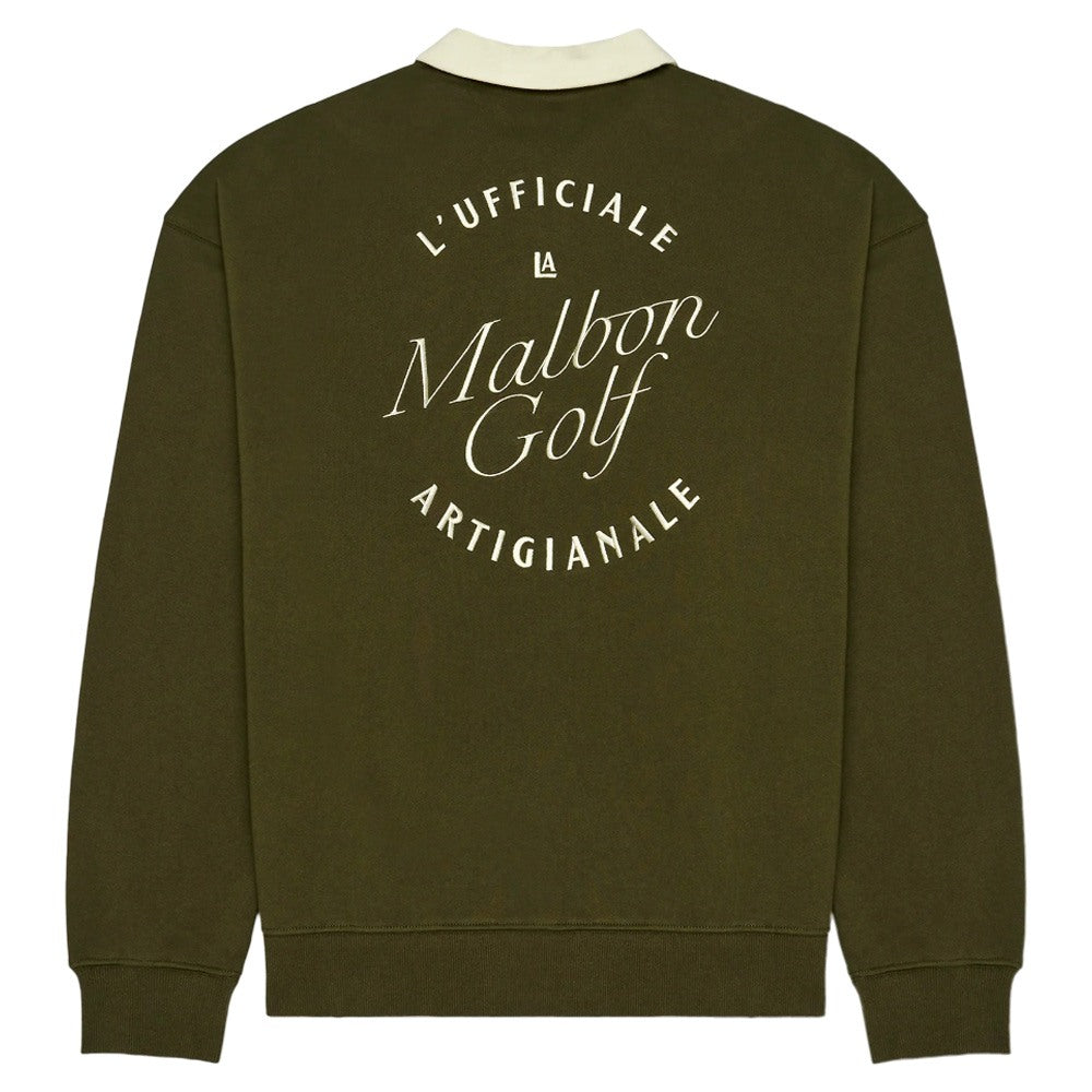 Malbon Artigianale Collared Crewneck Golf Sweater Cypress Green - SS25 Men