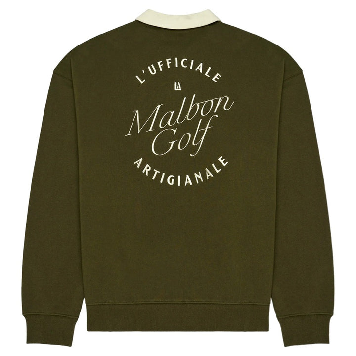 Malbon Artigianale Collared Crewneck Golf Sweater Cypress Green - SS25 Men