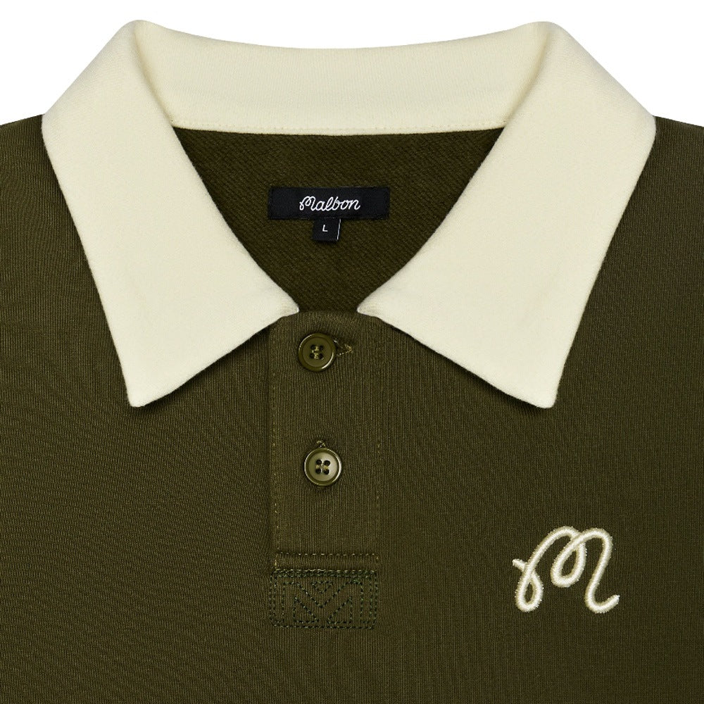 Malbon Artigianale Collared Crewneck Golf Sweater Cypress Green - SS25 Men