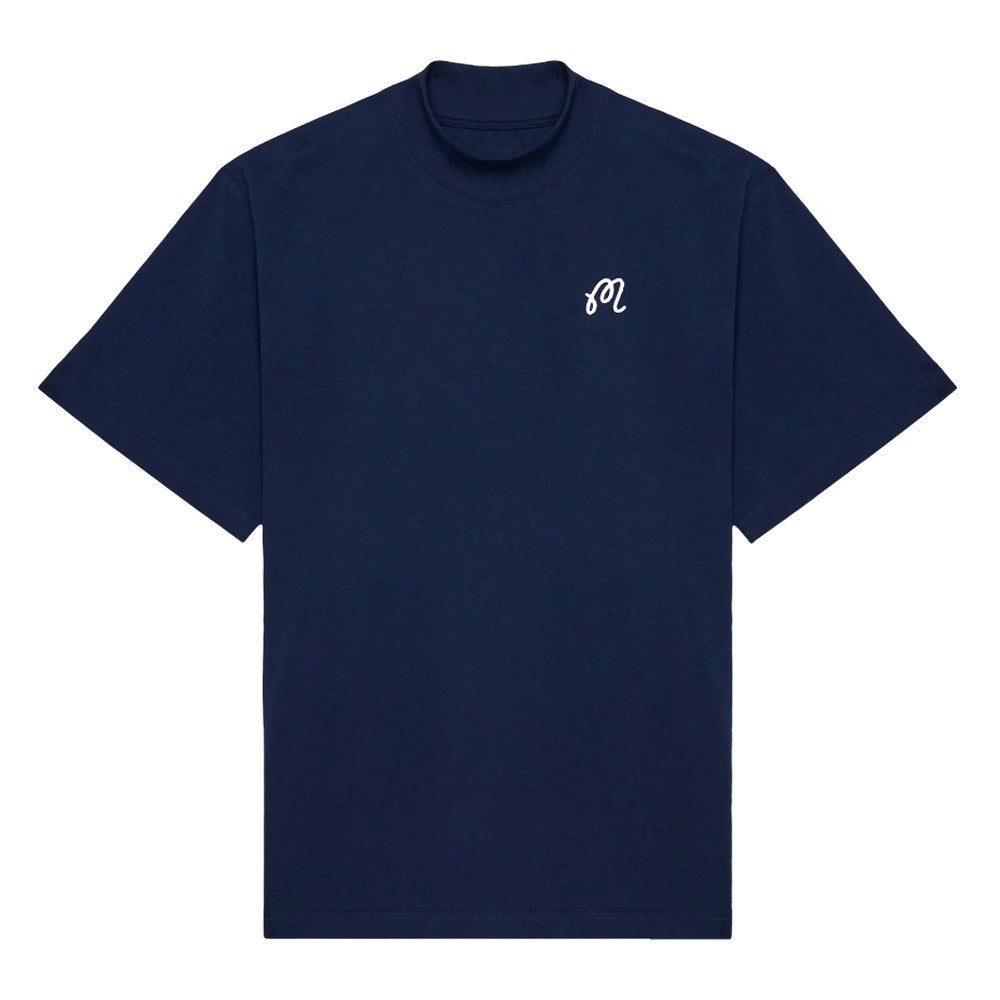 Malbon Mare Mockneck Golf T-Shirt Navy - SS25 Men