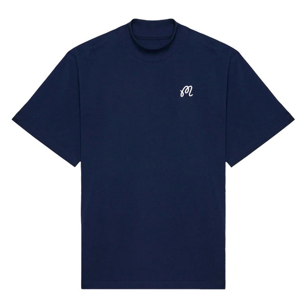 Malbon Mare Mockneck Golf T-Shirt Navy - SS25 Men
