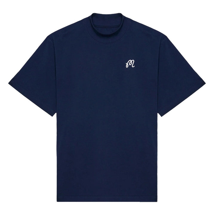 Malbon Mare Mockneck Golf T-Shirt Navy - SS25 Men
