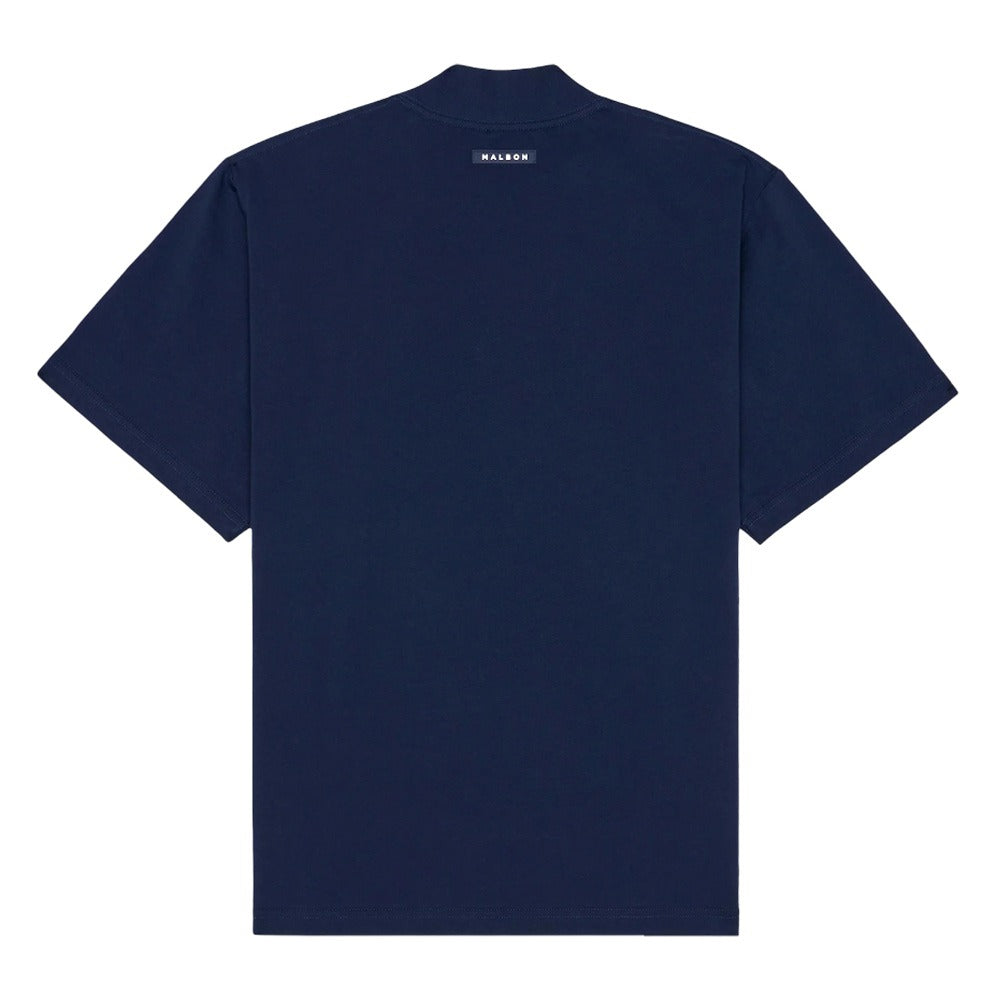 Malbon Mare Mockneck Golf T-Shirt Navy - SS25 Men