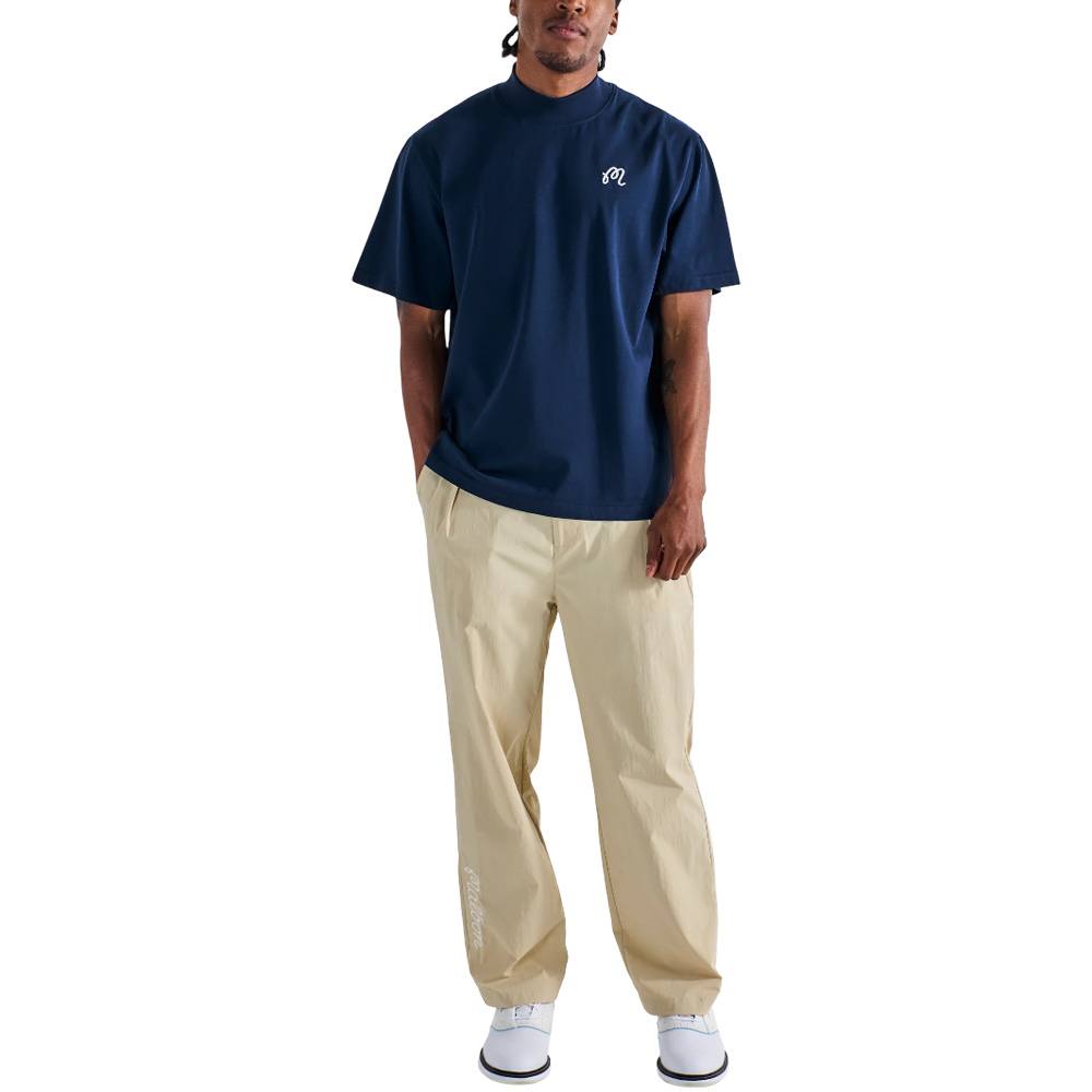 Malbon Mare Mockneck Golf T-Shirt Navy - SS25 Men