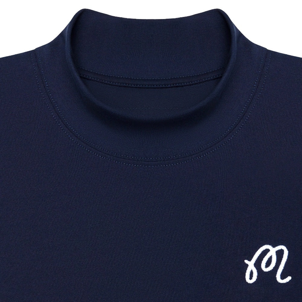 Malbon Mare Mockneck Golf T-Shirt Navy - SS25 Men