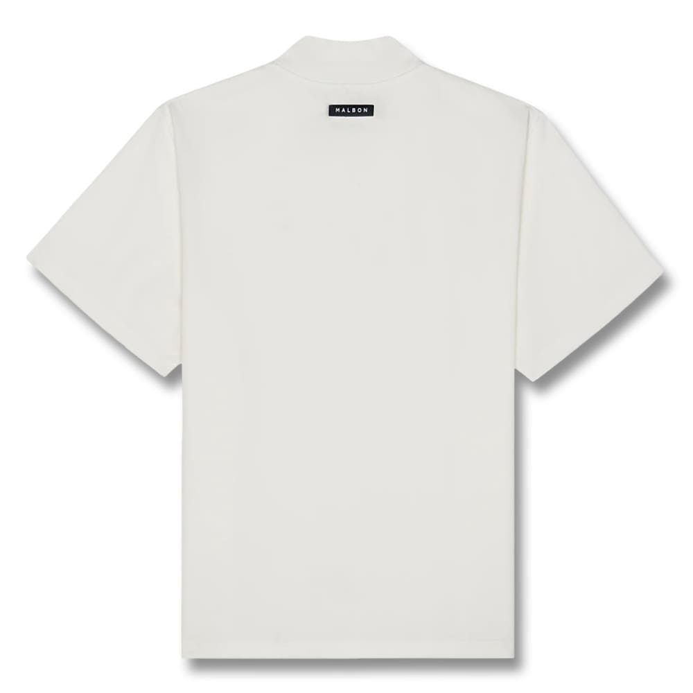 Malbon Mare Mockneck Golf T-Shirt White - SS25 Men