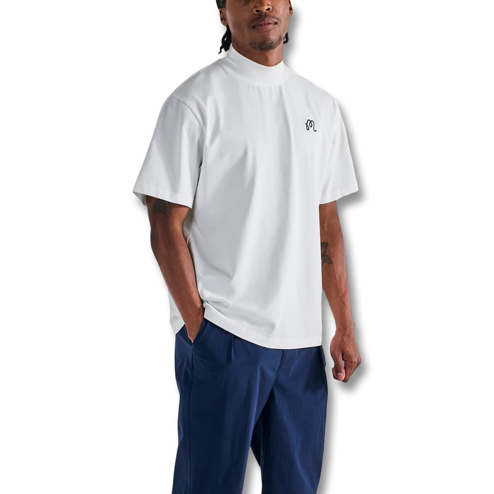 Malbon Mare Mockneck Golf T-Shirt White - SS25 Men