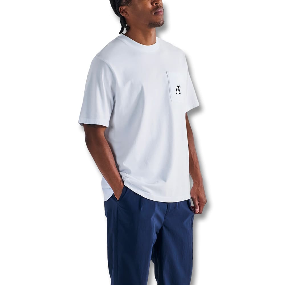 Malbon Gelato Stand Pocket Golf T-Shirt White - SS25 Men